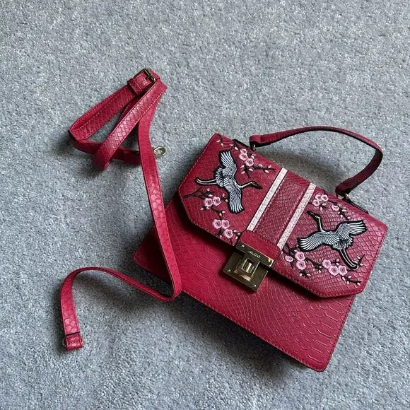 ALDO Red Pink Bird Clutch Crossbody Bag - Picture 8 of 10